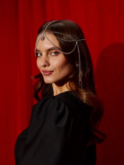 Украшение для волос «Шахерезада», белое в серебре