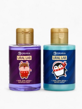 Новогодний подарочный набор косметики Gift for you: гель для душа 2 шт. × 100 мл, мочалка для тела, URAL LAB