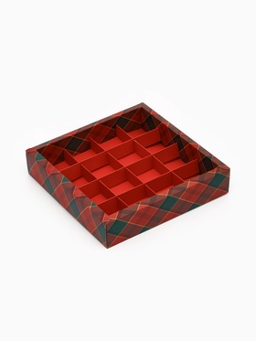 Коробка под 16 конфет новогодняя «Еловые веточки», 18.9?18.9?3.8 см (комплект 5 шт)