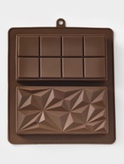 Форма для дубайского шоколада Доляна «Квадраты, пирамиды», 2 плитки, 21×19×2.5 см, силикон, коричневая - Фото 2