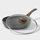 Сковорода Onyx, d=26 см, съёмная ручка, стеклянная крышка, антипригарное покрытие, цвет серый - Фото 2