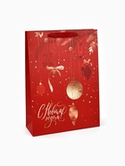 Пакет подарочный «С Новым годом», с бумажными объёмными шарами, 40×31×11 см - фото 58053922