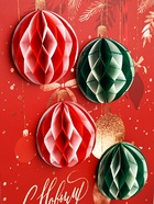 Пакет подарочный «С Новым годом», с бумажными объёмными шарами, 40×31×11 см - фото 58053923