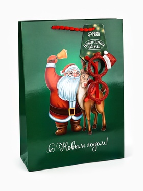 Пакет подарочный «Новогодний», с очками, 31×11×40 см