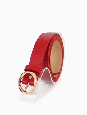 Ремень женский, 110×2.9 см, классическая пряжка металл, красный