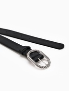 Ремень женский, 110×2.9 см, с винтом, классическая пряжка металл, чёрный - фото 809256084