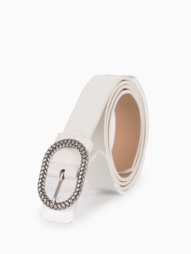 Ремень женский, 110×2.9 см, с винтом, классическая пряжка металл, белый