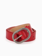 Ремень женский, 110×2.9 см, с винтом, классическая пряжка металл, красный - фото 809256095