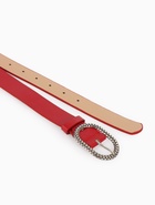 Ремень женский, 110×2.9 см, с винтом, классическая пряжка металл, красный - фото 809256098