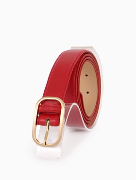Ремень женский, 110×3 см, классическая пряжка металл, красный