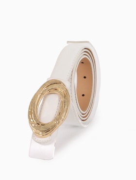 Ремень женский тонкий, 110×2.4 см, золотистая пряжка металл, белый