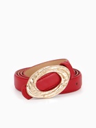 Ремень женский тонкий, 110×2.4 см, золотистая пряжка металл, красный - Фото 3
