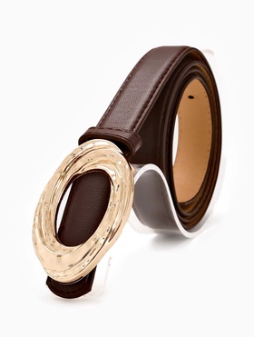 Ремень женский тонкий, 110×2.4 см, золотистая пряжка металл, коричневый