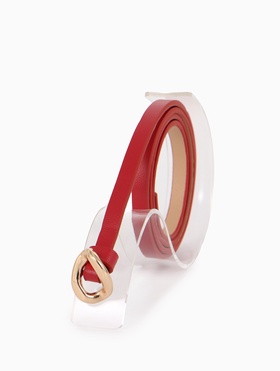 Ремень женский тонкий, 110×1 см, золотистая пряжка металл, красный