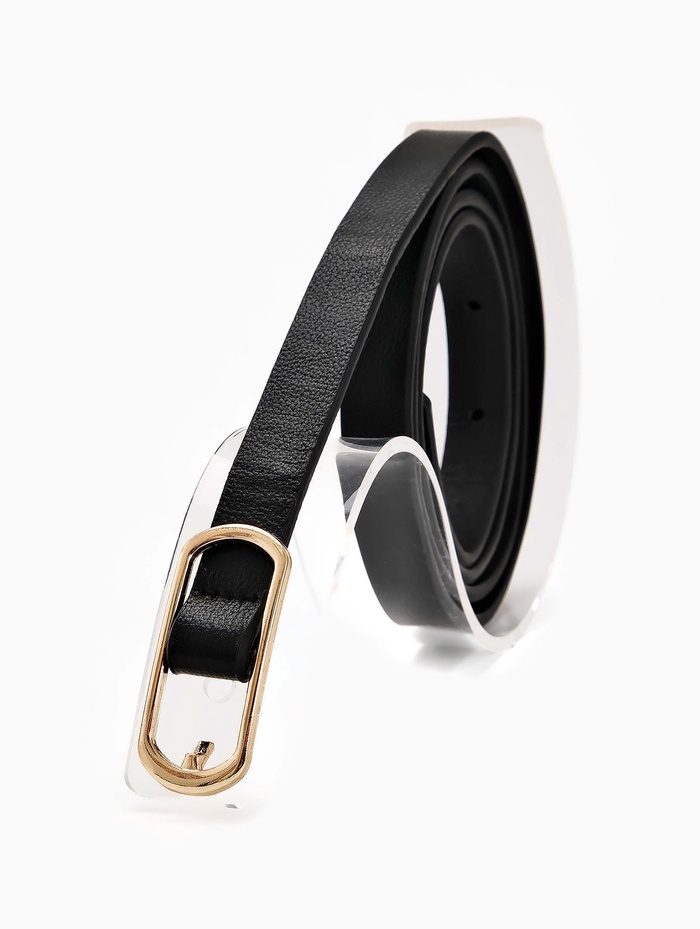 Ремень женский тонкий, 110×1.5 см, золотистая пряжка металл, чёрный - Фото 1