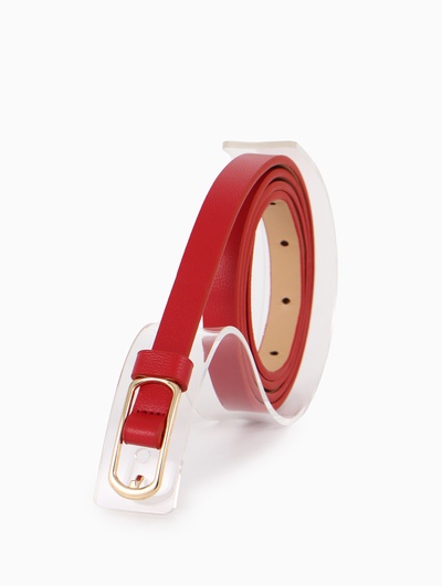 Ремень женский тонкий, 110×1.5 см, золотистая пряжка металл, красный
