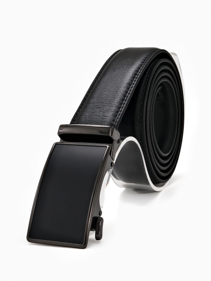 Ремень мужской, ширина 3.7 см, пряжка автомат, чёрный - Фото 1