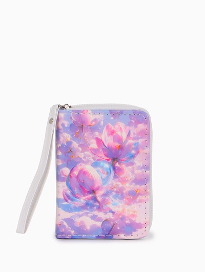Кошелёк на молнии, 12×1.5×9 см, с принтом, сиреневый