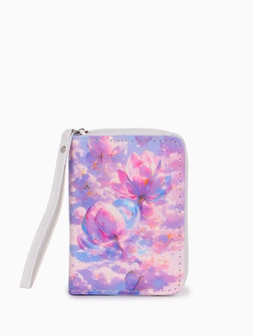 Кошелёк на молнии, 12×1.5×9 см, с принтом, сиреневый