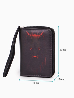 Кошелёк на молнии, 12×1.5×9 см, с принтом, чёрный