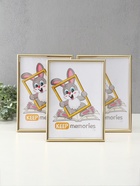 Набор фоторамок для фото 21×30 см Keep memories «Радуга», с подножкой, 3 шт., (пластиковый экран), золото - Фото 2