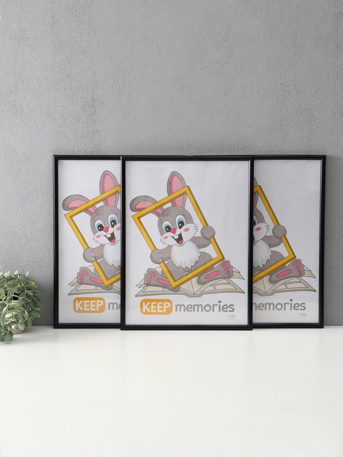 Набор фоторамок для фото 30×40 см Keep memories «Радуга», 3 шт., (пластиковый экран), чёрный - Фото 1
