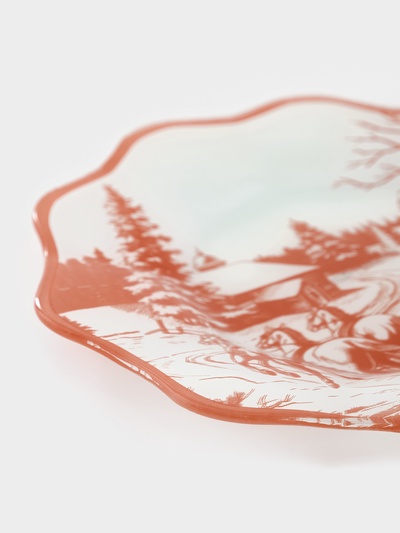 Десертная тарелка новогодняя Доляна «Новогодние забавы», d=20.5 см, h=1.5 см, стекло, белая, красная