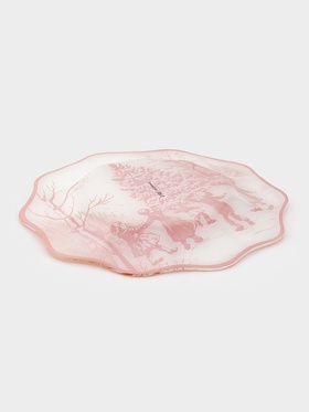 Тарелка новогодняя Доляна «Новогодние забавы», d=25 см, h=2 см, стекло, белая, красная