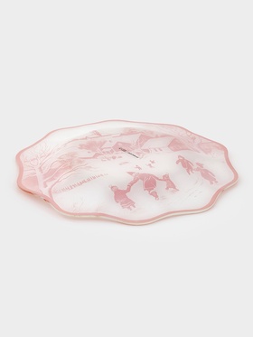 Тарелка новогодняя Доляна «Новогодние забавы», d=25 см, h=2 см, стекло, белая, красная