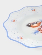 Тарелка новогодняя Доляна «Снегири на ветке», d=25 см, h=2 см, стекло, белая, голубая - Фото 4