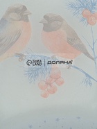 Блюдо новогоднее сервировочное Доляна «Снегири на ветке», d=19 см, стекло, голубое - фото 58054307