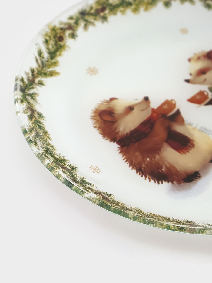 Десертная тарелка новогодняя Доляна «Новогодние зверята», d=19 см, стекло, белая Десертная тарелка новогодняя Доляна «Новогодние зверята», d=19 см, стекло, белая