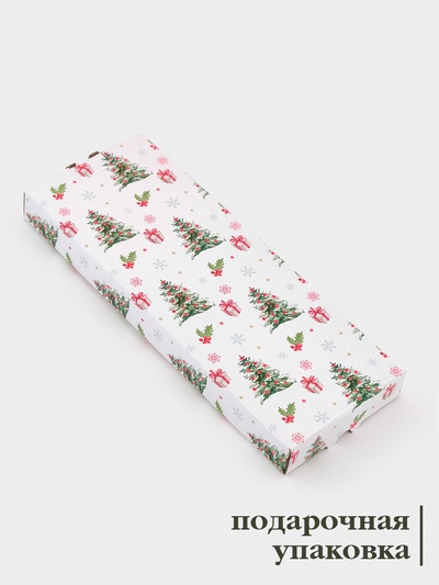 Подставка под ложку новогодняя Доляна «Сказочное настроение», 21.5×7.5×1.5 см, стекло, белая, красная