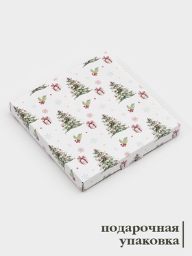 Блюдо новогоднее сервировочное Доляна «Ёлочка», d=14.5 см, стекло, белое, зелёное