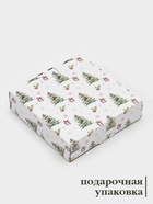 Блюдо новогоднее сервировочное Доляна «Еловые ветки», 17.7×18.5×3.5 см, стекло, белое, зелёное - Фото 3