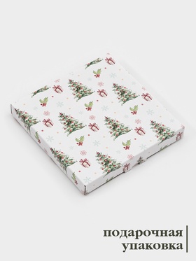 Блюдо новогоднее сервировочное Доляна «Еловые ветки», d=15 см, стекло, белое, зелёное