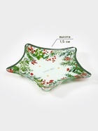 Блюдо новогоднее сервировочное Доляна «Еловые ветки», d=19.5 см, стекло, белое, зелёное - Фото 2