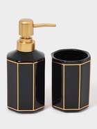 Набор для ванной «Равновесие», 2 предмета, дозатор для мыла, стакан, чёрный - Фото 4