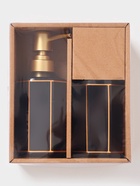 Набор для ванной «Равновесие», 2 предмета, дозатор для мыла, стакан, чёрный - фото 809256666