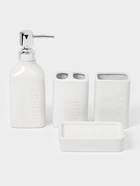 Набор для ванной «Кристаль», 4 предмета, дозатор для мыла, 2 стакана, мыльница - фото 809256681