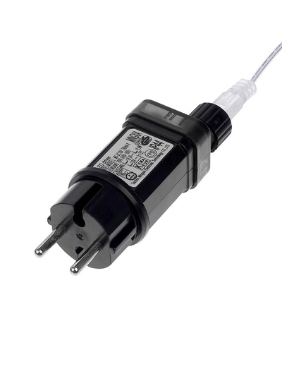 Гирлянда «Нить» 50 м, роса, IP44, серебристая нить, 500 LED, пульт, 36 В, свечение тёплое белое