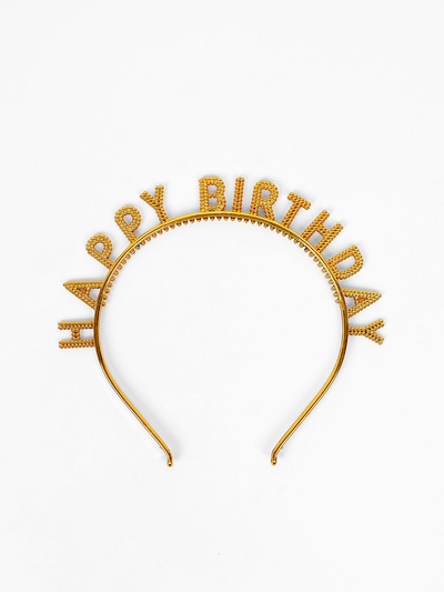 Ободок карнавальный «Happy birthday» золотой