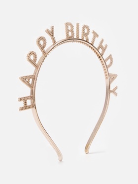 Ободок карнавальный Happy birtday розовое золото (комплект 2 шт)