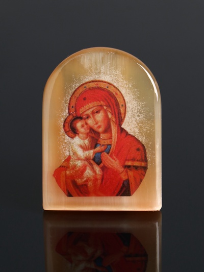 Владимирская икона Божией Матери, настольная, 6×5 см, селенит