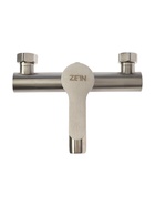 УЦЕНКА Смеситель для ванны ZEIN ZS5, короткий излив, с душевым набором, нержавеющая сталь, сатин 760 - Фото 5