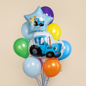 Воздушный шар фольгированный 19" «Синий трактор, С Днем Рождения!» (комплект 2 шт)