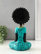 Фигура полистоун «Африканка в бирюзовом наряде», чёрный, 14.5×10×26.5 см - фото 58054766