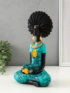 Фигура полистоун «Африканка в бирюзовом наряде», чёрный, 14.5×10×26.5 см - фото 58054767