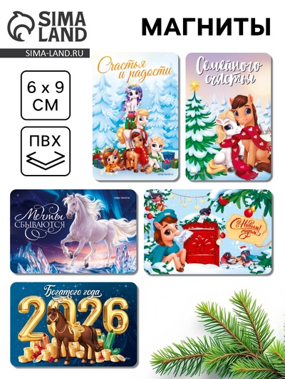 Магнит новогодний на холодильник «Новый год 2026», МИКС 4