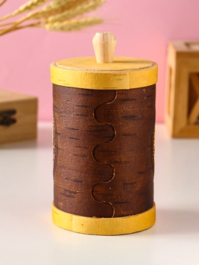 Туес «Деревенька», банка для хранения, береста